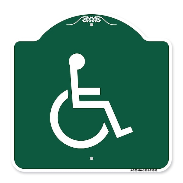 Signmission Designer Series Large Handicapped, Green & White Aluminum Sign, 18" x 18", GW-1818-23889 A-DES-GW-1818-23889 - main